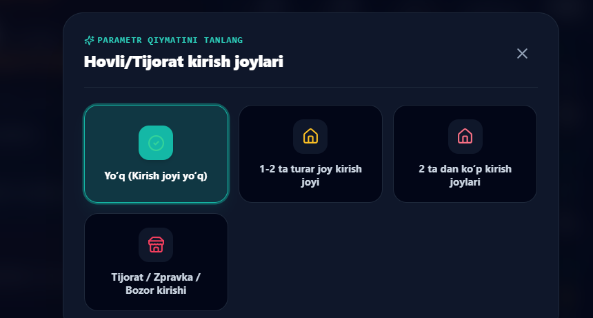 Hovli va tijorat kirish-chiqish joylari (Property Access):